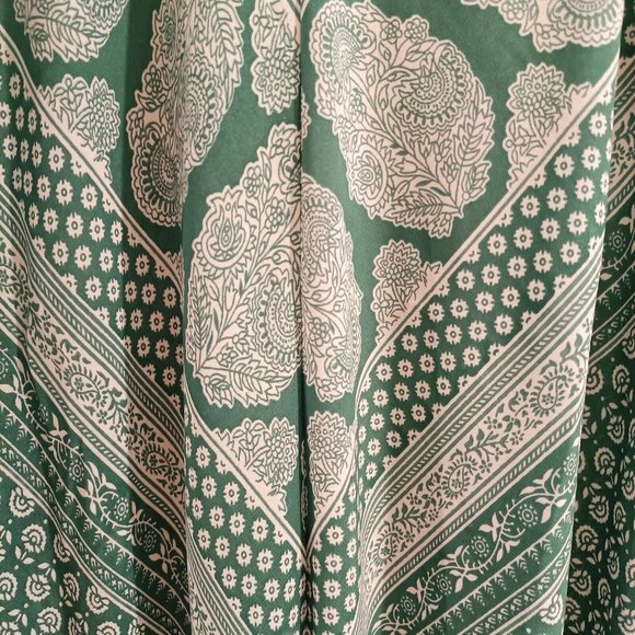 ISHKA Emerald green maxi boho paisley bohemian summer dress L Large - Picture 3 of 4